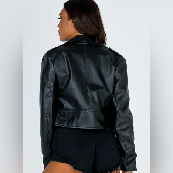 NWOT - THE ZEPPELIN FAUX LEATHER JACKET BLACK - Small S 4 - Picture 4 of 8